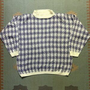 Vintage acrylic knit sweater pullover houndstooth soft women’s size 22/24